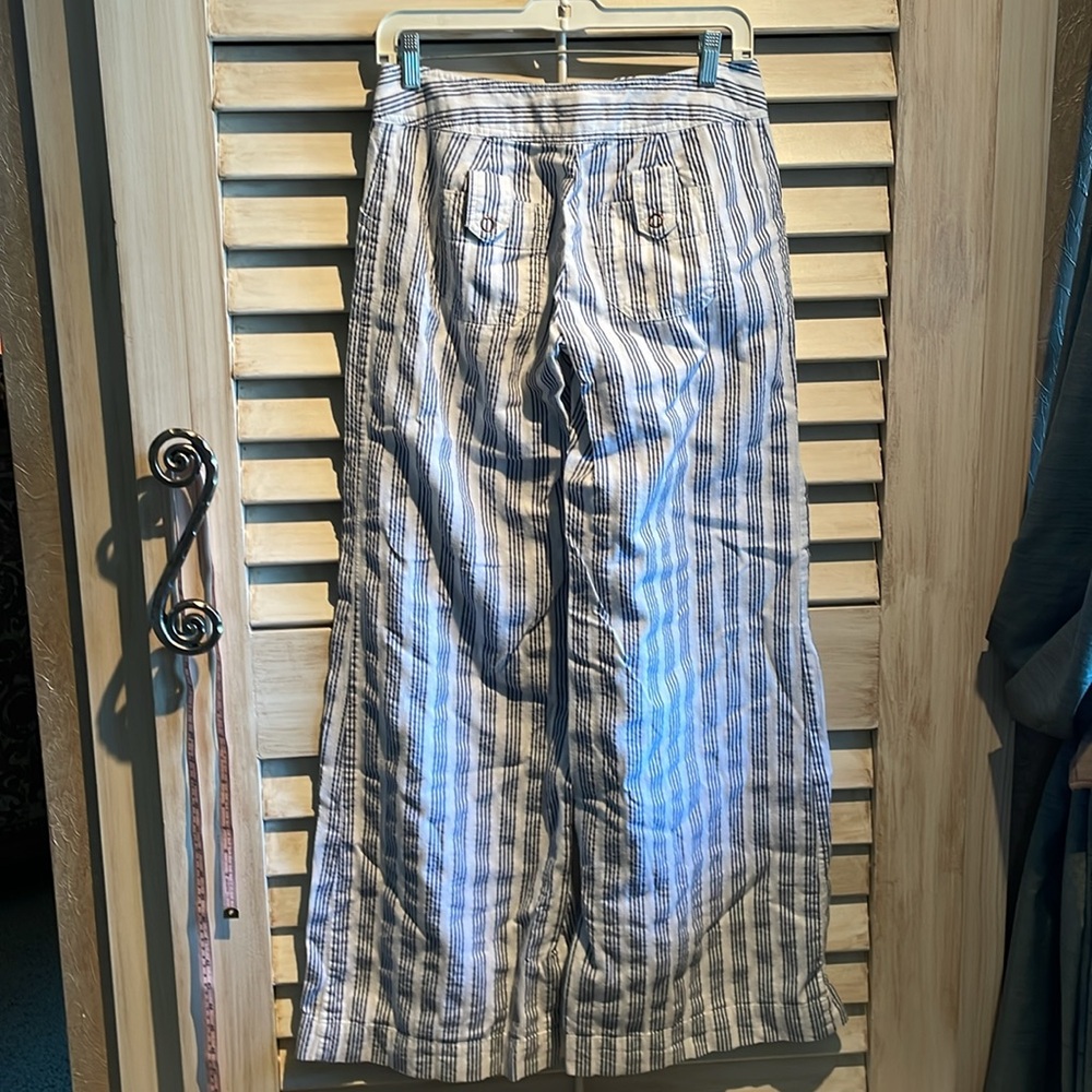 LONDONJEAN - Women's Wide Leg White & Blue Striped Pants - Sz2 - Picture 3 of 13